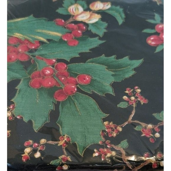 NOS Dayton Hudson Christmas Tablecloth Poinsettia Vtg 90s Holiday Retro 60 x 84 - Picture 13 of 16